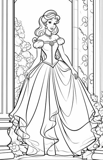Princess coloring sheets prince coloring pages, in the style of exquisite black and white engravings, magenta and bronze, i can't believe how beautiful this is, feminine beauty, black and white drawings, stencil art, cartoon-like characters