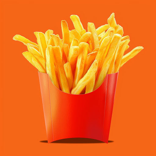 Photo realistic fries clipart with flat random color background