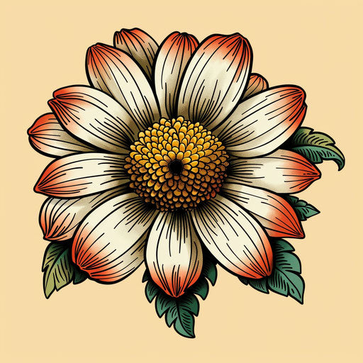 Vintage tattoo sketch of a daisy in clipart style