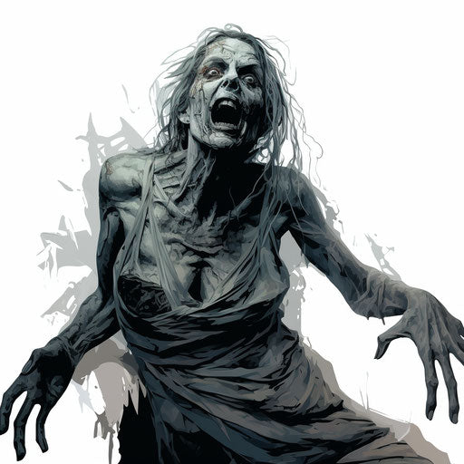 Horror clipart in the style of Chiaroscuro Art, on a white background