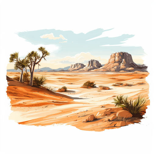 Desert clipart in the style of Oil painting on white background