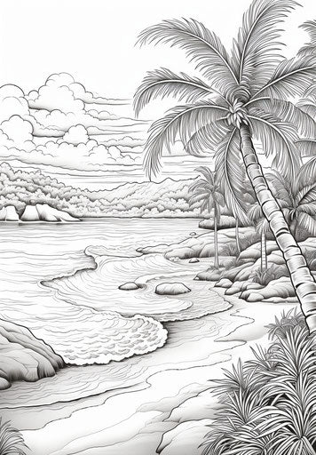 Sunset beach coloring pages