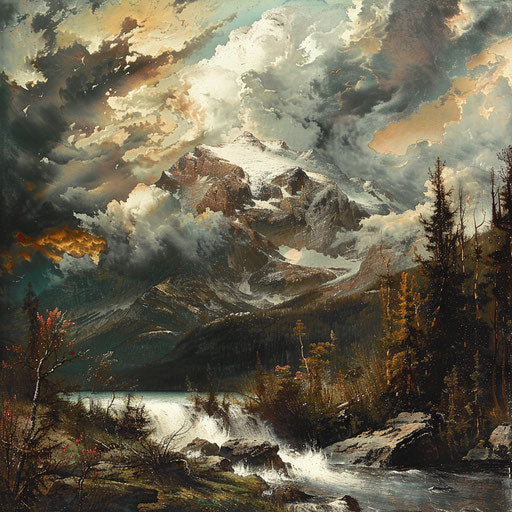 Whiteface Mountain with dramatic sky, Achenbach style