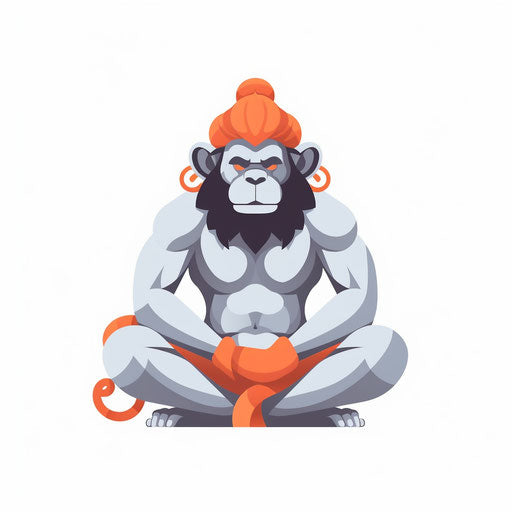 Minimalist-style clipart of hanuman, on white background