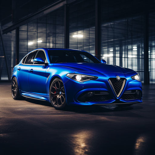 Bright Blue Classic Alfa Romeo Giulia Quadrifoglio