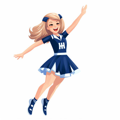 Minimalist-style cheerleader clipart on white background