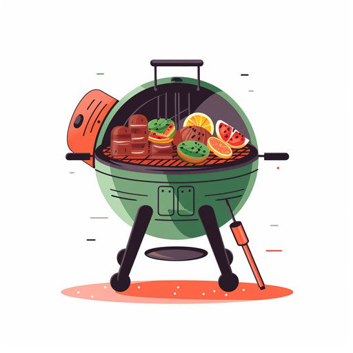 BBQ clipart in the style of Minimalist, on white background