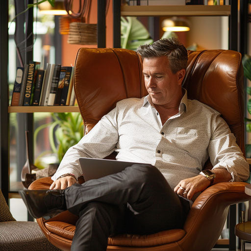 Professionals in smart casual attire in a relaxed office