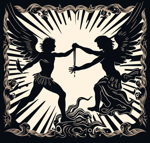 Angel vs. person in iconographic style