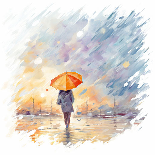 Weather clipart in the style of Impressionistic Art, on a white background
