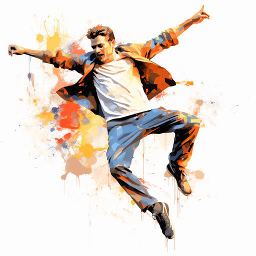 Jumping clipart in the style of Oil painting