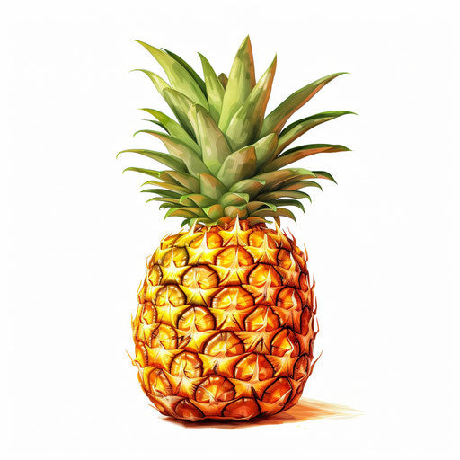Oil painting style image of pineapples on white background