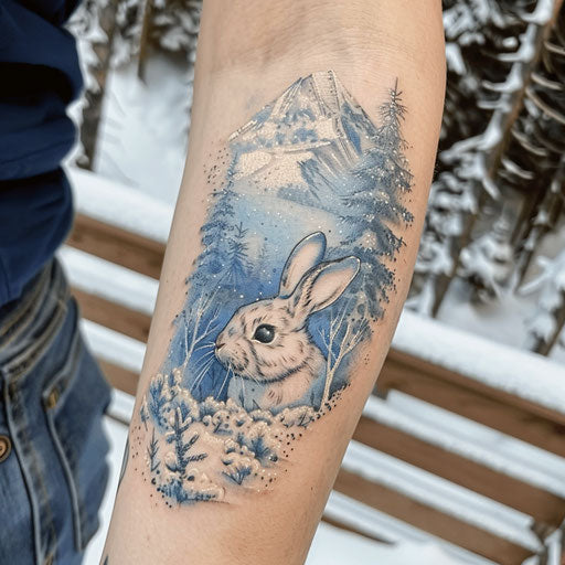 Bunny in snowy arctic landscape