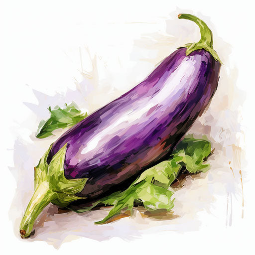 Impressionistic eggplant clipart on white background