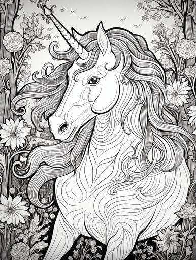 Free unicorn coloring pages for kids, in the style of animated gifs, precisionist, felinecore 3:4
