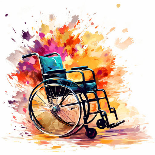Wheelchair in Impressionistic Art on white background
