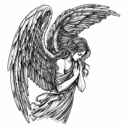 Elegant guardian angel in a protective pose