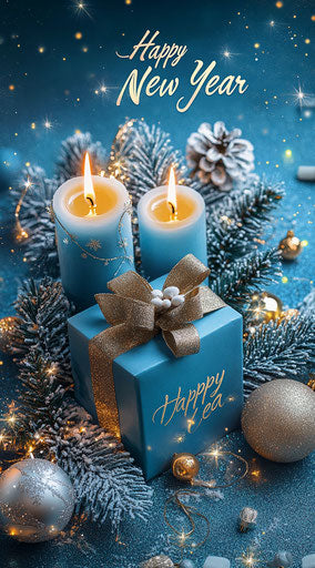 Cheerful Happy New Year Card Greeting NYE Artworks