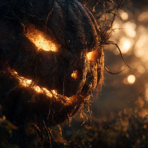 Eerie Glowing Jack-o'-Lantern with Dark Texture