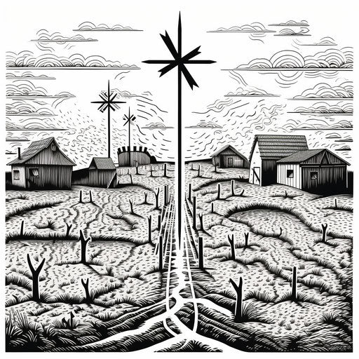 Crossed arrows on white background, in the style of ethan van sciver