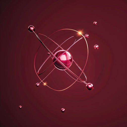 Realistic atom clipart on vibrant background