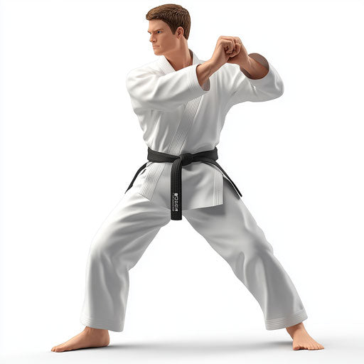 Photo realistic 3D taekwondo with flat white background clipart