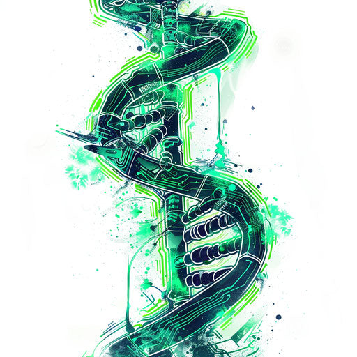 Technology themed DNA tattoo sketch