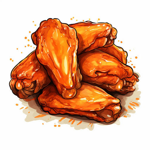 Chicken wing clipart in the style of Chiaroscuro Art, on a white background