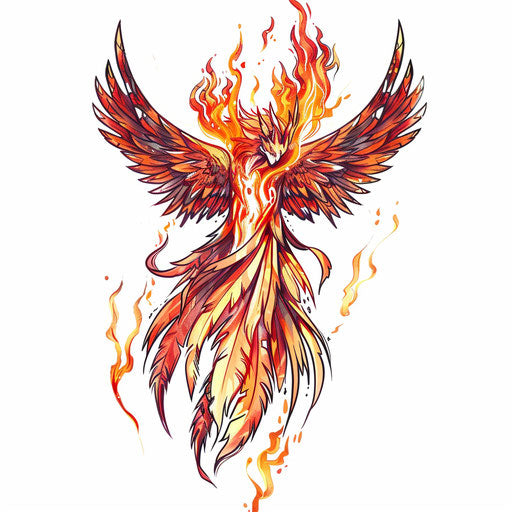 Fiery guardian angel on white background