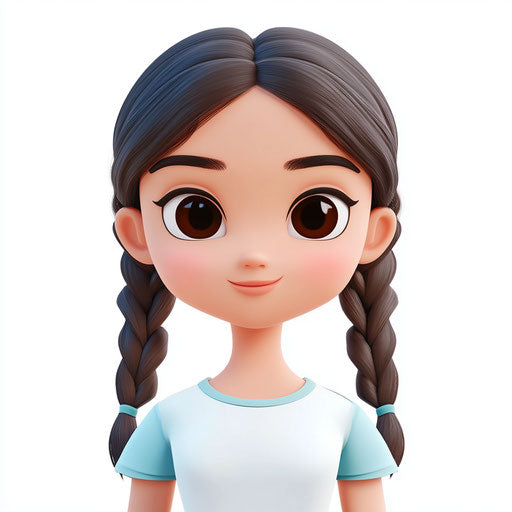 3D sister in realistic style with flat white background, isolated clipart