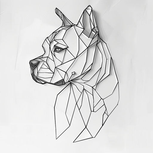 Minimalist black and white pitbull tattoo design