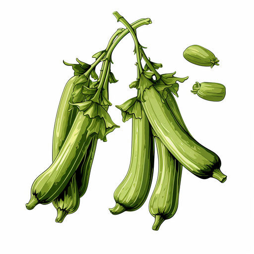 Okra in Chiaroscuro Art style, on white background
