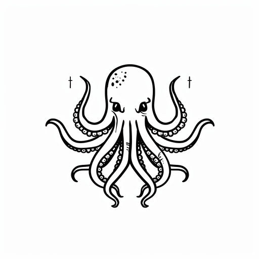 Minimalist kraken tattoo design in a line art style