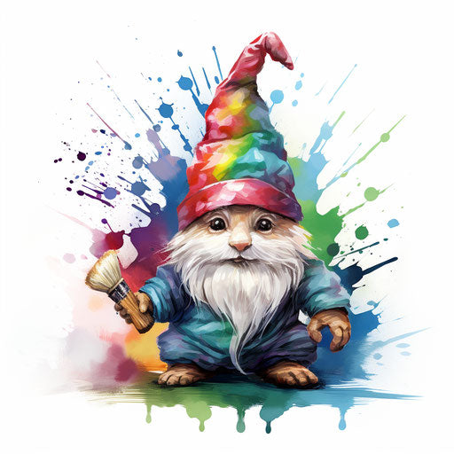 Christmas gnome in Impressionistic Art style on white