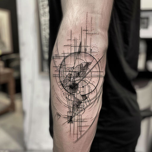 Cubist influenced flat tattoo sketch of Earth