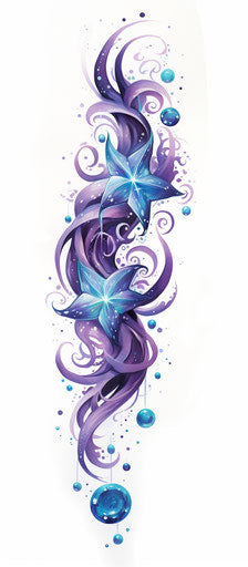 Purple stars and star tattoos in octopus style for women and girls