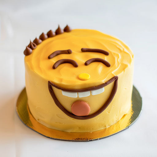 Yellow cake with smiling emoji face