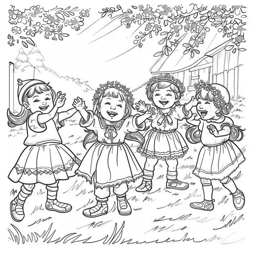 Children's folk dance in traditional costumes