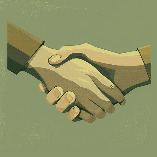 Realistic collaboration clipart on muted olive background