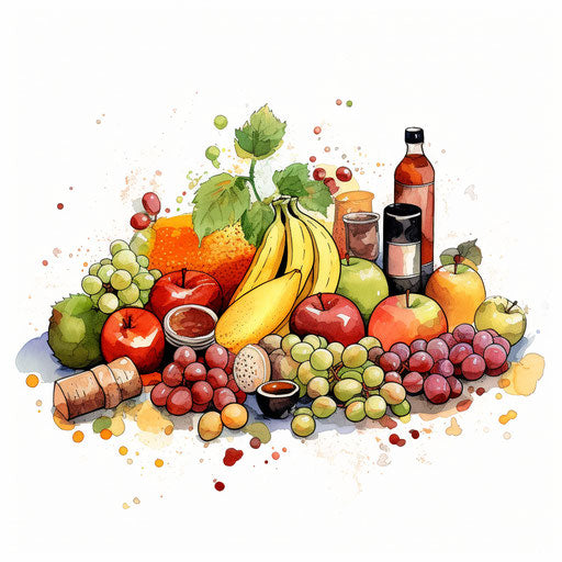 Nutrition clipart in the style of Chiaroscuro Art on white background