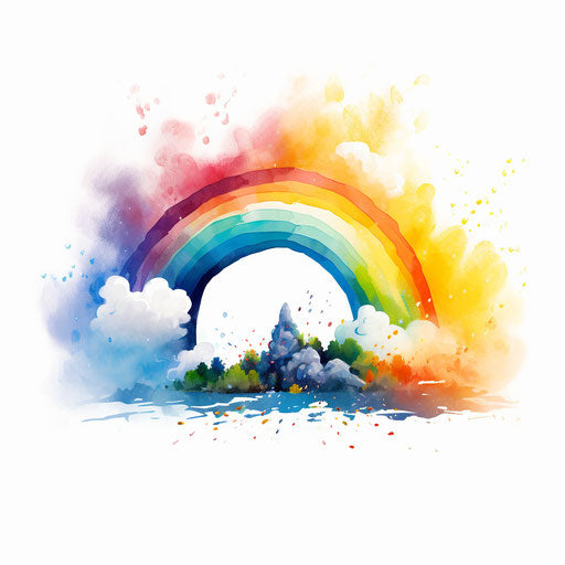 Rainbow in the style of Chiaroscuro Art on white background