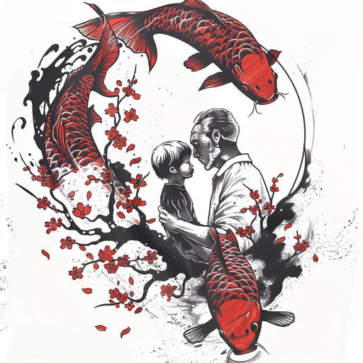 Father and son traditional Japanese tattoo design