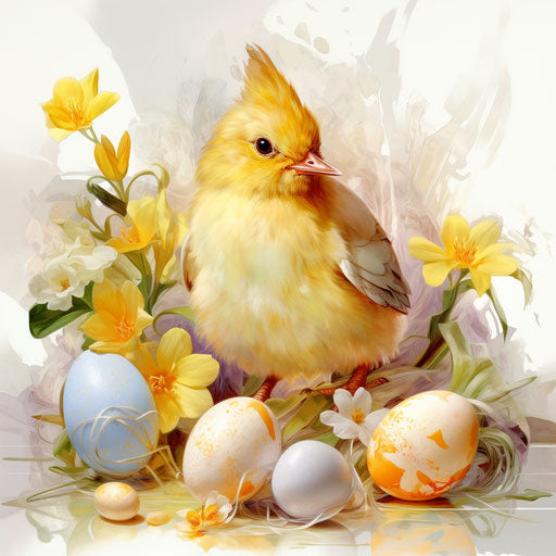 Clipart Easter in the style of Oil painting, on a white background