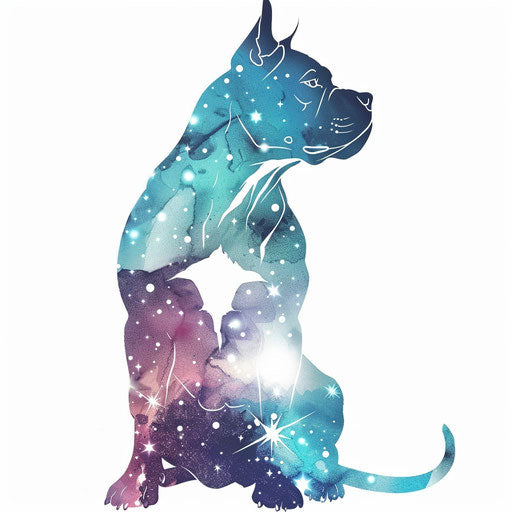 Cosmic pitbull - stars and galaxies in a tattoo
