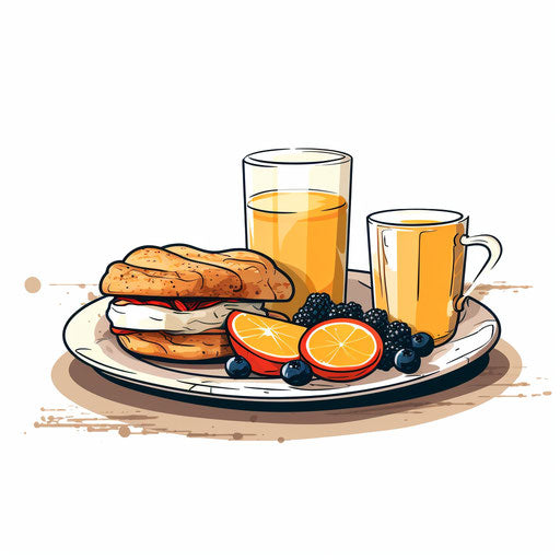 Minimalist breakfast illustration on white background