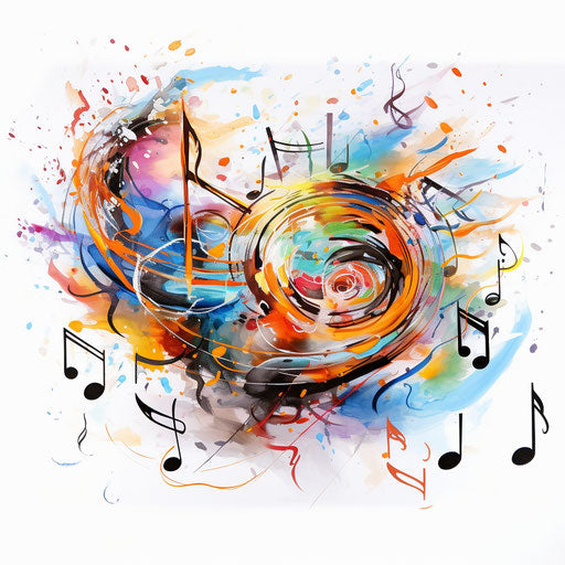 Music notes clipart in the style of Oil painting, on a white background