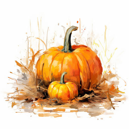 Halloween pumpkin in Impressionistic Art style, on white background