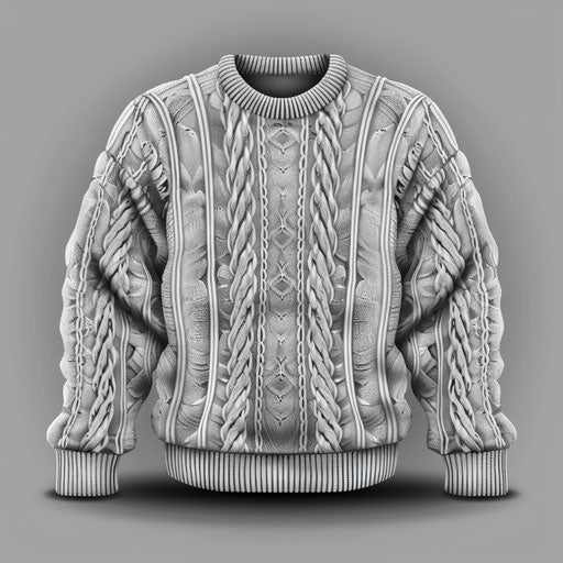Realistic sweater on flat metallic silver background