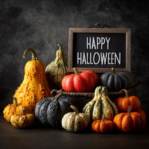 Festive Halloween Still Life with Various Gourds