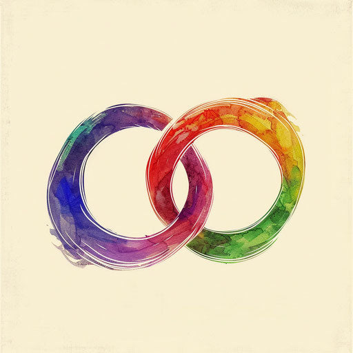Rainbow-colored infinity symbol in a flat tattoo sketch for eternal pride
